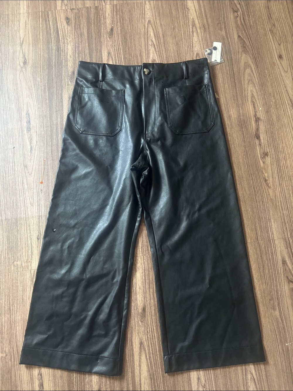 Anthropology maeve Black Faux Leather Wide Leg Pants